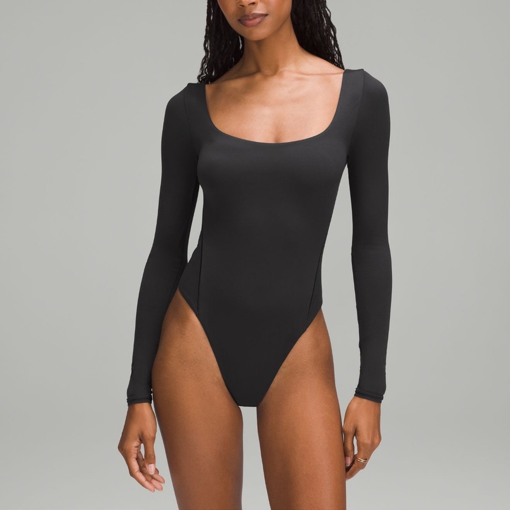 Wundermost Ultra-Soft Nulu Square-Neck
Long-Sleeve Bodysuit- Olive Color